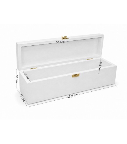 White Wooden Wine Bottle Gift Box Pine Storage Case with Metal Clip