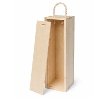 Pine Wood Wine Bottle Box with Rope Handle Decoupage Ready