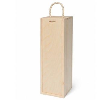 Raw Wooden Wine Box for Decoupage with Rope Handle