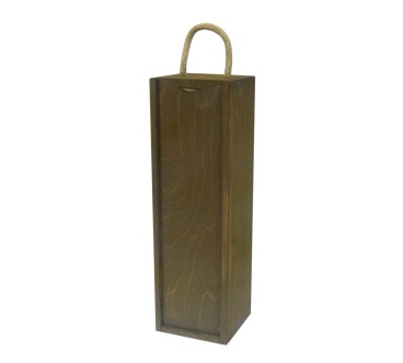Brown Pine Wine Bottle Gift Box with Rope and Latch