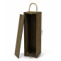 Wooden World Brown Pine Wine Bottle Gift Box with Rope Handle and Latch