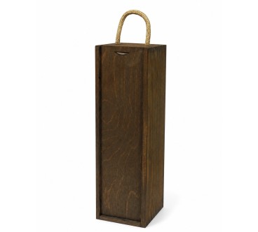 Brown Pine Wine Bottle Gift Box with Rope and Latch
