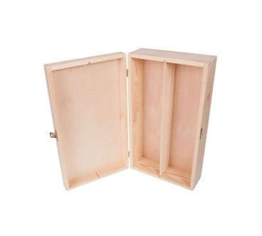 Double Wine Bottle Gift Box Unpainted Pine Wood Case