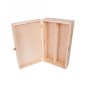 Wooden World Double Wine Bottle Gift Box Unpainted Pine Wood Case with Metal Clip