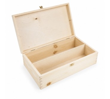 Double Wine Bottle Gift Box Unpainted Pine Wood Case