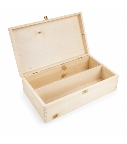 Wooden World Double Wine Bottle Gift Box Unpainted Pine Wood Case with Metal Clip