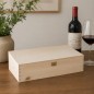 Wooden World Double Wine Bottle Gift Box Unpainted Pine Wood Case with Metal Clip
