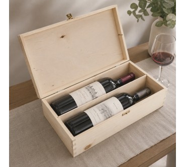 Double Wine Bottle Gift Box Unpainted Pine Wood Case