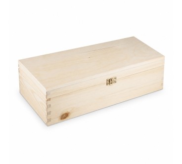 Wooden World Double Wine Bottle Gift Box Unpainted Pine Wood Case with Metal Clip