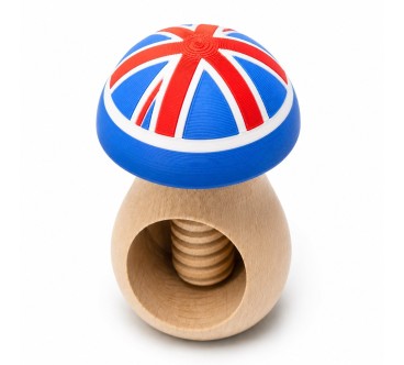 UK Flag Mushroom Nutcracker | Beech Wood & 3D Print