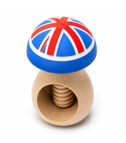 UK Flag Mushroom Nutcracker | Beech Wood & 3D Print