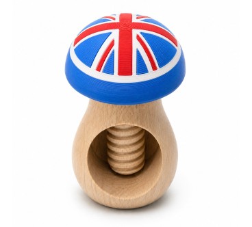 UK Flag Mushroom Nutcracker | Beech Wood & 3D Print