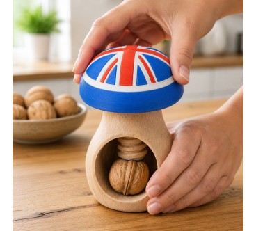 UK Flag Mushroom Nutcracker | Beech Wood & 3D Print