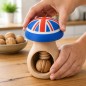 Beech Wood Mushroom Nutcracker with UK Flag 3D-Printed Head Beech Wood Mushroom Nutcracker with UK Flag 3D-Printed Head