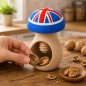 Beech Wood Mushroom Nutcracker with UK Flag 3D-Printed Head Beech Wood Mushroom Nutcracker with UK Flag 3D-Printed Head