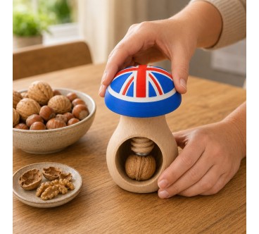 UK Flag Mushroom Nutcracker | Beech Wood & 3D Print
