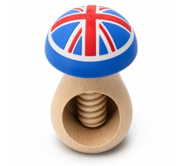 UK Flag Mushroom Nutcracker | Beech Wood & 3D Print