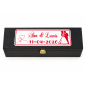 Personalised Wedding Wine Box with 3D Plaque - Black Lacquered Beech Wood - Wooden World Personalised Wedding Wine Box with 3D Plaque - Black Lacquered Beech Wood - Wooden World