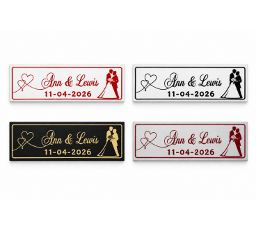 Personalised 3D Printed Wedding Wine Box Plaque 25 x 9 cm - Wooden World