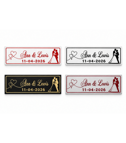 Personalised 3D Printed Wedding Wine Box Plaque 25 x 9 cm - Wooden World