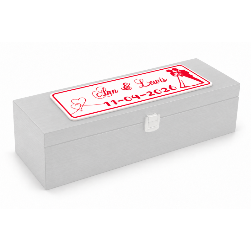 Personalised 3D Printed Wedding Wine Box Plaque 25 x 9 cm - Wooden World