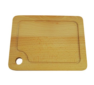 Wooden World - Oiled Beech Wood Chopping Board with Juice Groove and Hanging Hole - 39 x 24.5 x 1.5 cm