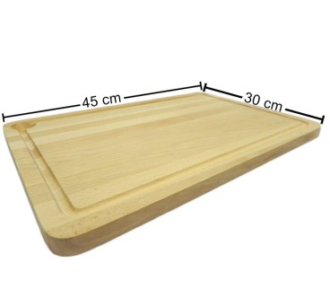 Wooden World - Large Beech Wood Chopping Board with Juice Groove 45 x 30 cm