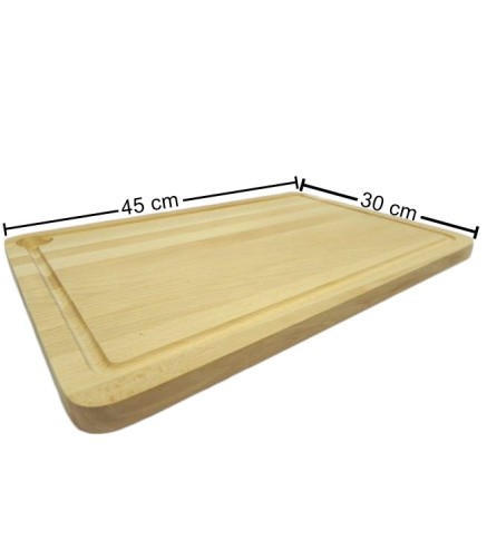 Wooden World - Large Beech Wood Chopping Board with Juice Groove 45 x 30 cm