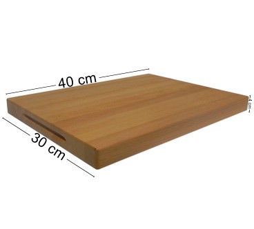 Wooden World - Beech Wood Chopping Block 40 x 30 x 4 cm - Thick Oiled Double-Sided Cutting Board with Side Grips