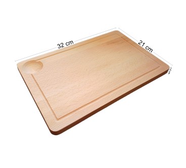 Wooden World - Small Oiled Beech Wood Chopping Board with Juice Groove 32 x 21 cm
