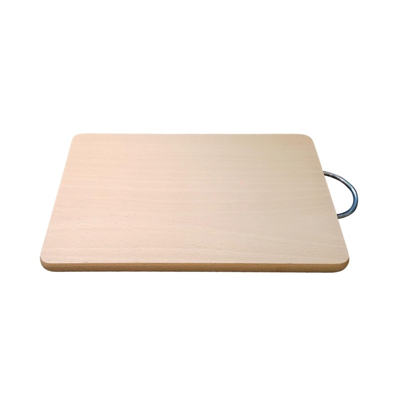 Wooden World - Beech Wood Chopping Board with Metal Handle 30 x 18 cm