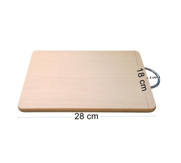 Wooden World - Beech Wood Chopping Board with Metal Handle 30 x 18 cm