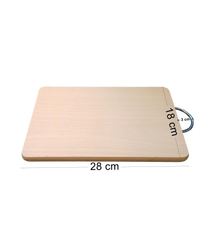 Wooden World - Beech Wood Chopping Board with Metal Handle 30 x 18 cm