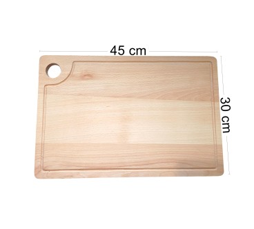 Wooden World - Large Oiled Beech Wood Chopping Board with Juice Groove and Hanging Hole 45 x 30 cm