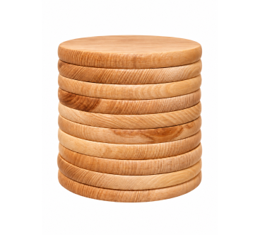 Set of 10 Oiled Round Beech Chopping Boards 25 cm