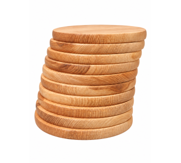 Set of 10 Oiled Round Beech Chopping Boards 25 cm