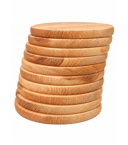 Set of 10 Oiled Round Beech Chopping Boards 25 cm