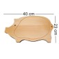 Wooden World - Large Pig-Shaped Beech Wood Chopping Board, Oiled Reversible, Serving Board with Perimeter Groove, 40 x 23 cm