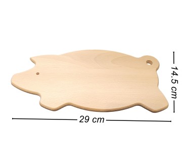 Wooden World Small Pig-Shaped Beech Chopping Board with Tail Hole 29 x 15 cm – Raw Wooden Cutting & Serving Board