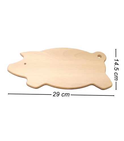 Wooden World Small Pig-Shaped Beech Chopping Board with Tail Hole 29 x 15 cm – Raw Wooden Cutting & Serving Board