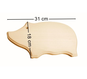 Wooden World - Pig Shaped Chopping Board, Beech Wood Cutting & Serving Board, Unfinished, Decorative Routed Edge, 31 x 18 cm