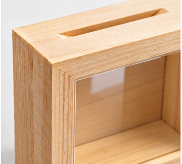 Wooden Money Box with Glass Front – Pine Piggy Bank