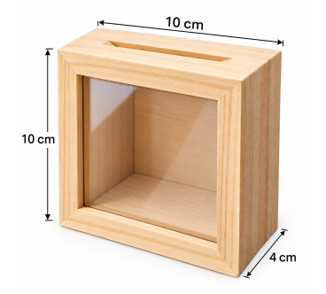 Wooden Money Box with Glass Front – Pine Piggy Bank