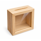 Wooden Money Box with Glass Front – Pine Piggy Bank with Removable Back – 10x10x4 cm Wooden Money Box with Glass Front – Pine Piggy Bank with Removable Back – 10x10x4 cm