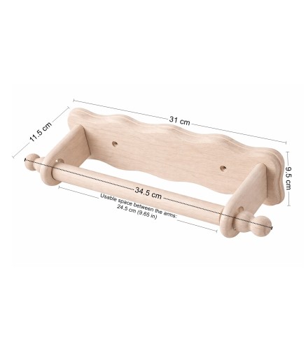 Wooden World Raw Beech Wood Wall Mounted Kitchen Roll & Toilet Paper Holder for Decoupage