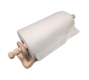 Raw Wooden Kitchen Roll & Toilet Paper Holder
