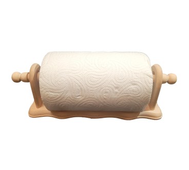 Raw Wooden Kitchen Roll & Toilet Paper Holder