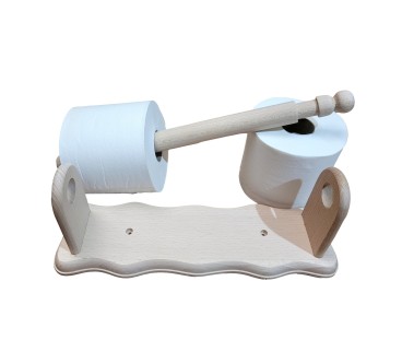 Raw Wooden Kitchen Roll & Toilet Paper Holder