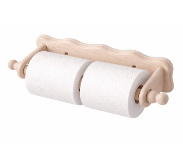 Raw Wooden Kitchen Roll & Toilet Paper Holder