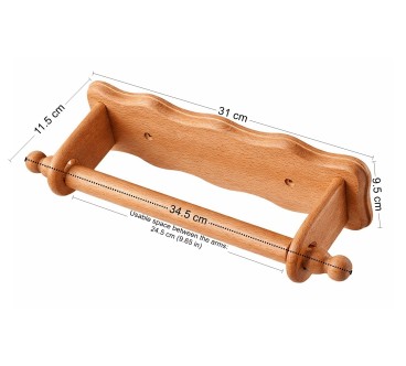 Oiled Beech Wood Kitchen Roll Holder Wall Mounted Paper Towel & Toilet Roll Holder